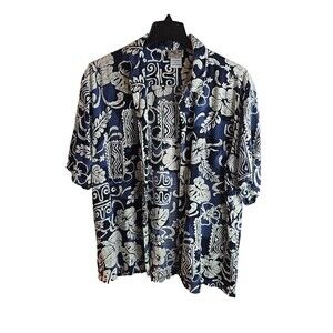 Aloha Hut Hawaii Men's Tropical Print Short Sleeve Shirt Size XL Silky Feel